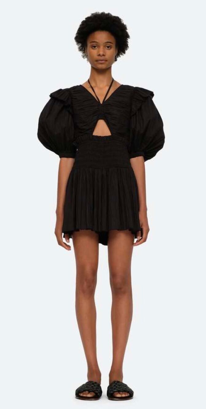 New Sea New York Paco Romper Puff Sleeve Black Ruffle Shorts Summer Cotton 12